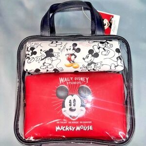 Walt Disney Studios Mickey Mouse Toiletry 3 PC Travel Bags & Brush NEW PRIMARK
